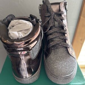 Lauren Lorraine Skippy Pewter Sparkle High Top Sneakers Size 8 New Expensive